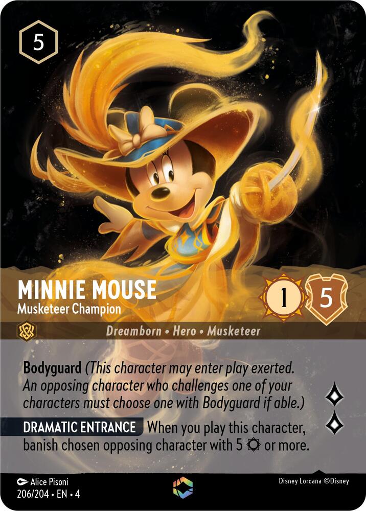 ENCHANTED Minnie Mouse - Musketeer Champion - 206/204 - Enchanted - Lorcana Ursula's Return
