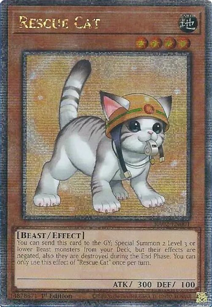 [QUARTER CENTURY] Rescue Cat (Alternate Art) (Quarter Century Secret Rare) - (RA02-EN001) - 1st Edition