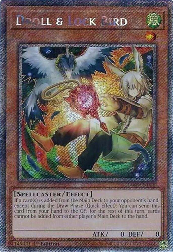 Droll & Lock Bird (Alternate Art) (Platinum Secret Rare) - (RA02-EN006) - Platinum Secret Rare 1st Edition