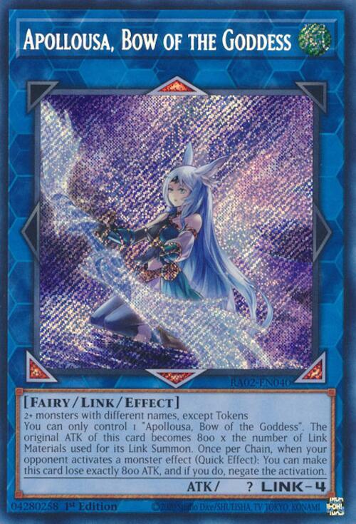 [SECRET RARE] Apollousa, Bow of the Goddess - RA02-EN040 - 1st Edition