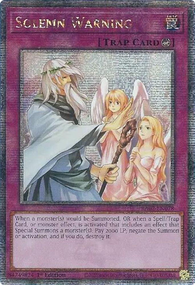 [QUARTER CENTURY] Solemn Warning (Quarter Century Secret Rare) - (RA02-EN078) - 1st Edition