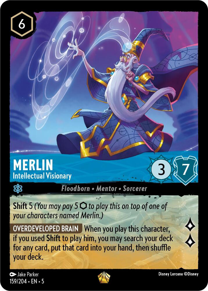 Merlin - Intellectual Visionary - 159/204 - Legendary Lorcana Shimmering Skies