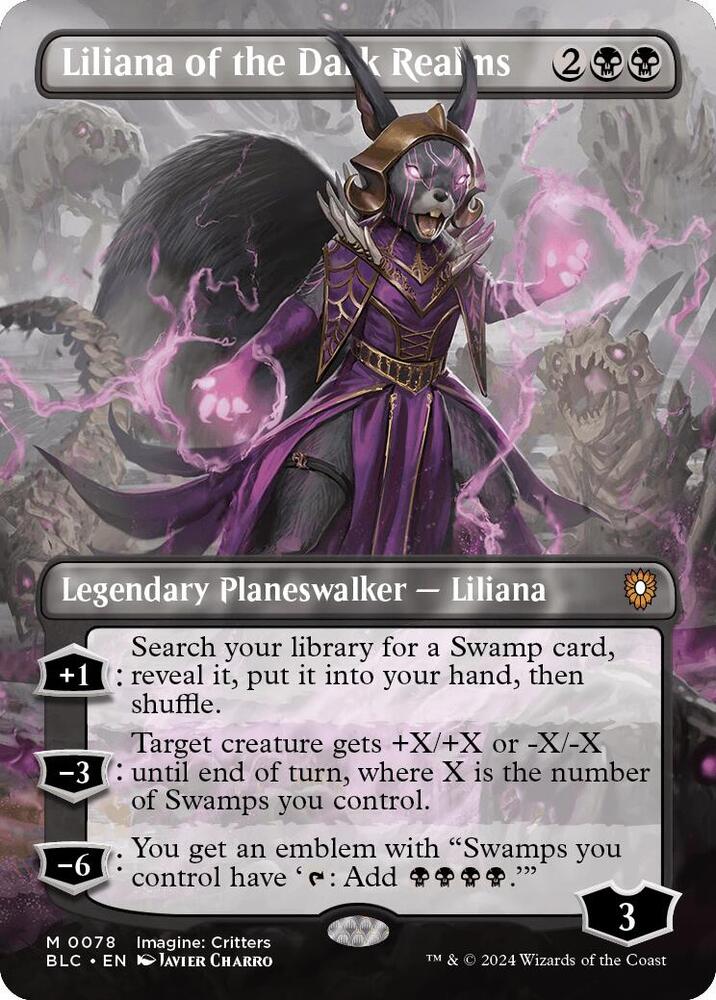 FOIL BORDERLESS Liliana of the Dark Realms - #78 - Mythic Bloomburrow Commander