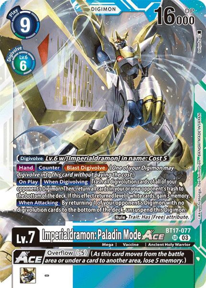 Imperialdramon: Paladin Mode ACE (BT17-077) Super Rare - Digimon Secret Crisis