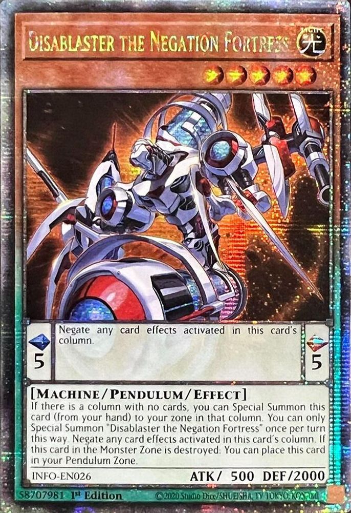 [QUARTER CENTURY RARE] Disablaster the Negation Fortress (Quarter Century Secret Rare) - (INFO-EN026) - 1st Edition
