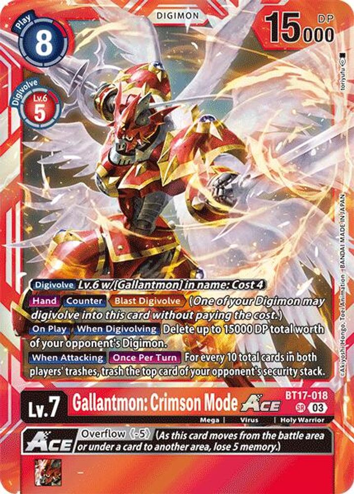 Gallantmon: Crimson Mode ACE (BT17-018) Super Rare - Digimon Secret Crisis