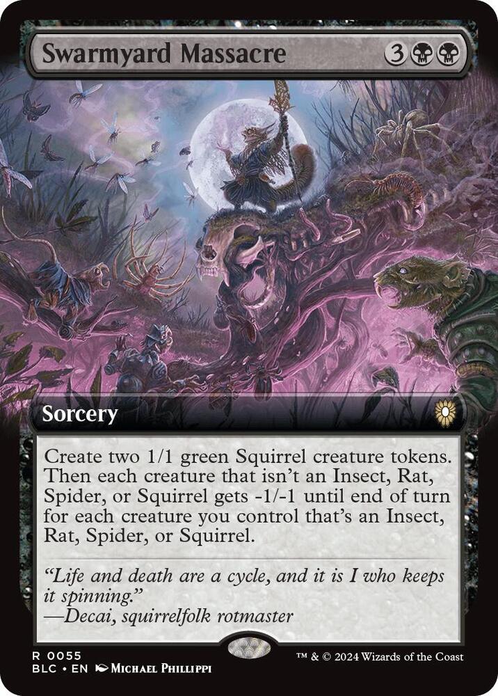 EXTENDED ART Swarmyard Massacre - #055 - Rare Bloomburrow Commander