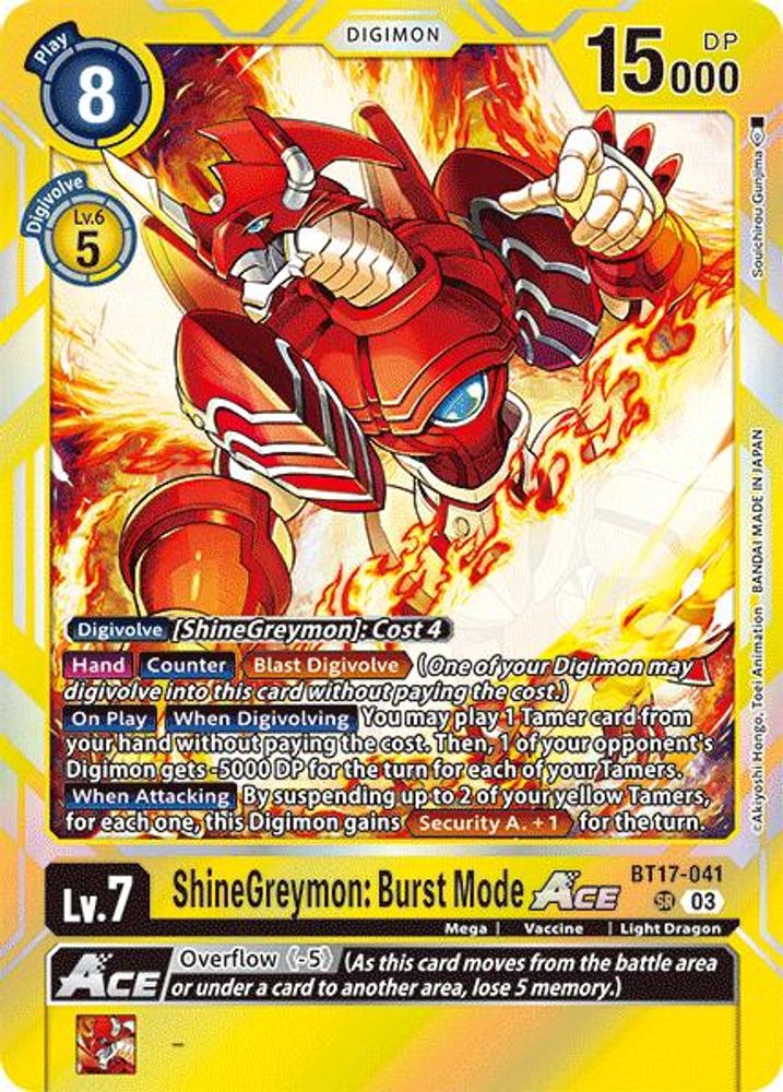 ShineGreymon: Burst Mode ACE (BT17-041) Super Rare - Digimon Secret Crisis
