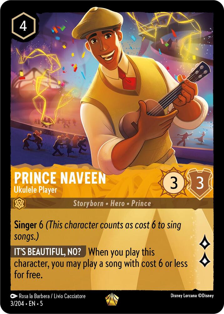 Prince Naveen - Ukulele Player - 003/204 - Legendary Lorcana Shimmering Skies