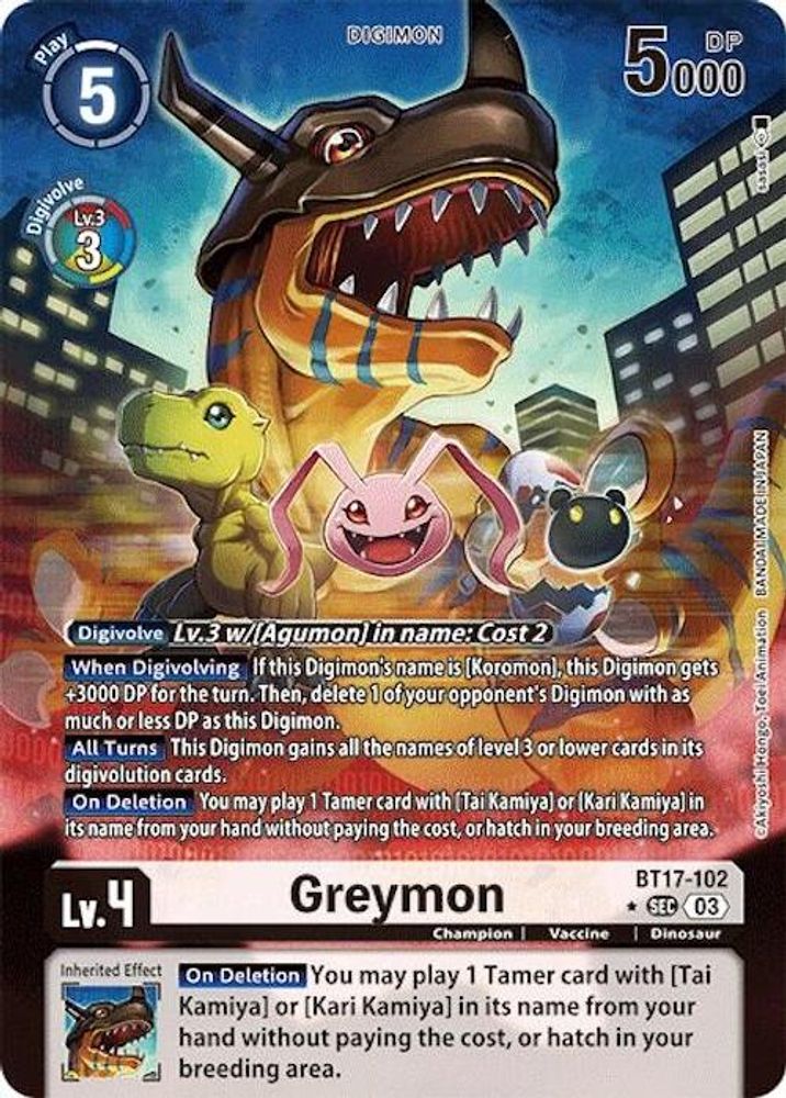 Greymon (Alternate Art) (BT17-102) SEC★ - Digimon Secret Crisis