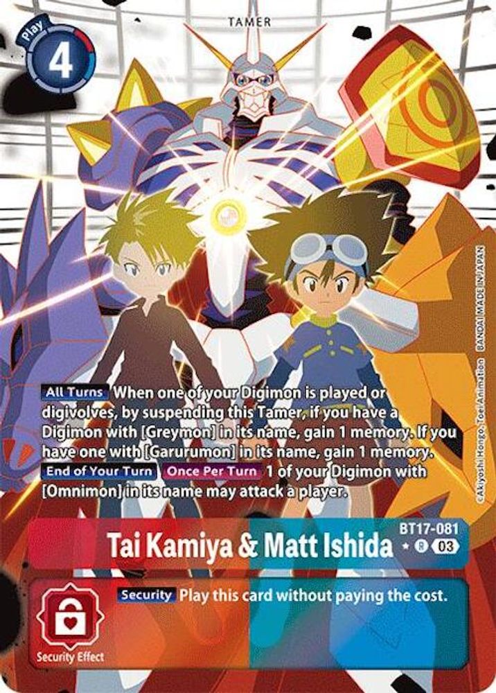 Tai Kamiya & Matt Ishida (Alternate Art) (BT17-081) R★ - Digimon Secret Crisis