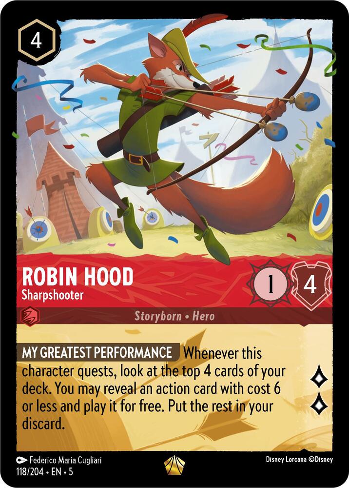Robin Hood - Sharpshooter - 118/204 - Legendary Lorcana Shimmering Skies