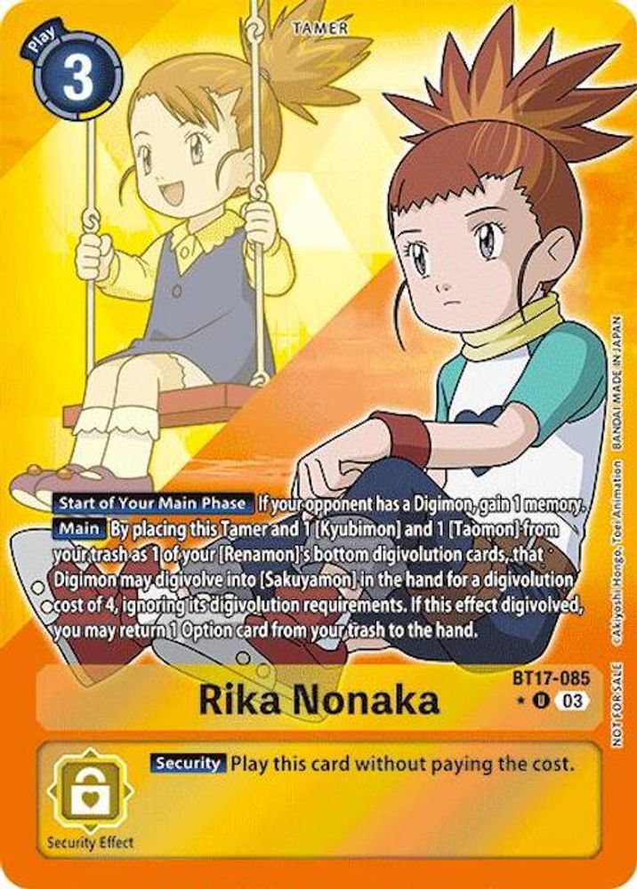 Rika Nonaka (Alternate Art) (BT17-085) U★ - Digimon Secret Crisis