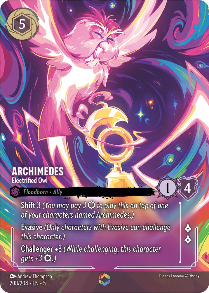 ENCHANTED Archimedes - Electrified Owl - 208/204 - Lorcana Shimmering Skies