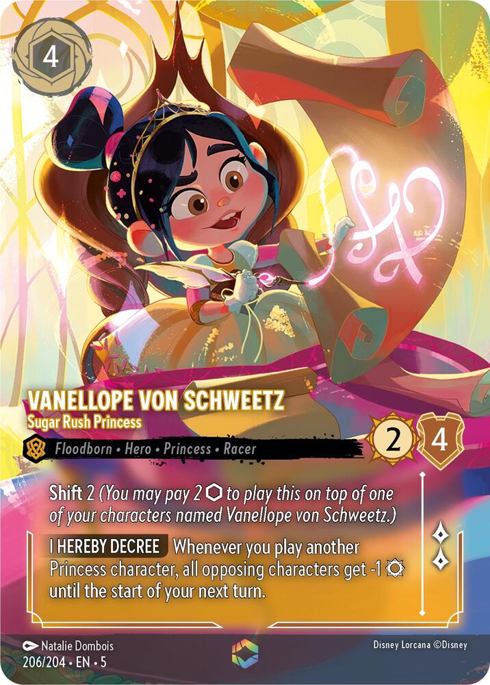 ENCHANTED Vanellope Von Schweetz - 206/204 - Sugar Rush Princess - Lorcana Shimmering Skies
