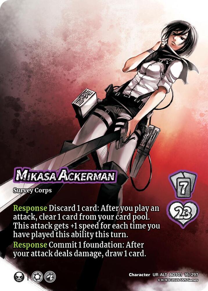 ALTERNATE ART Mikasa Ackerman - 16/297 -  UR - Universus Attack on Titan
