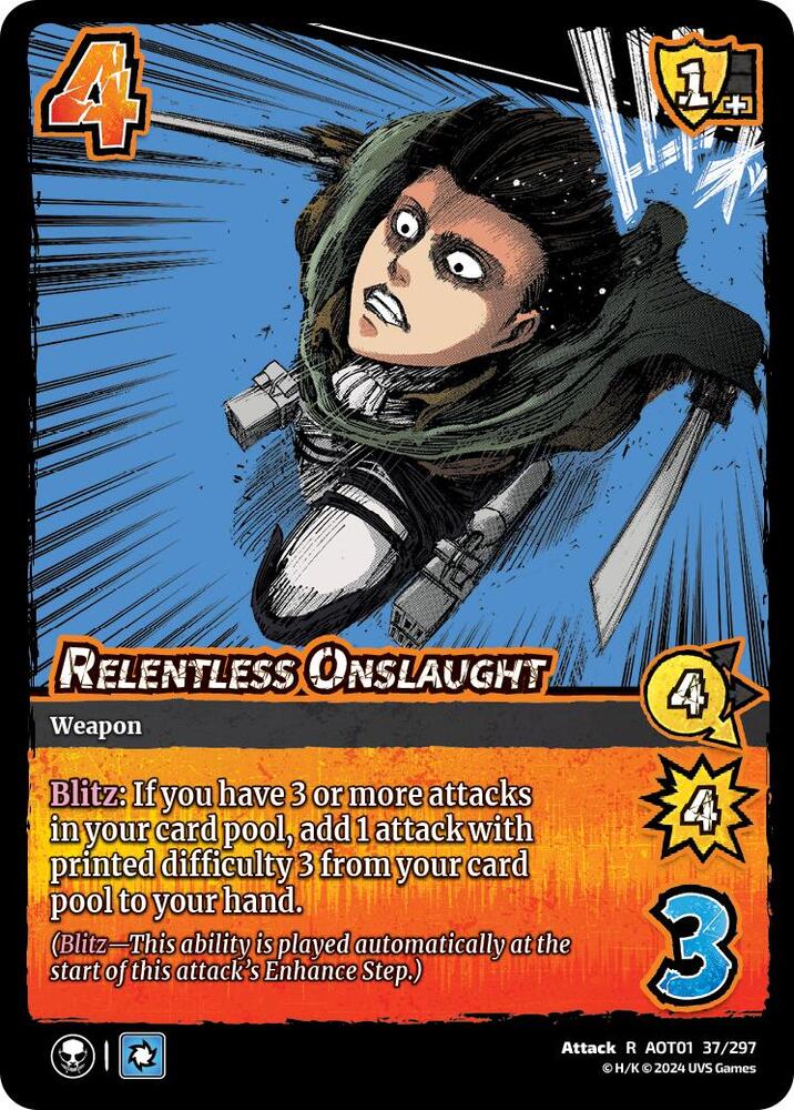 FOIL Relentless Onslaught - 37/297 - R - Universus Attack on Titan