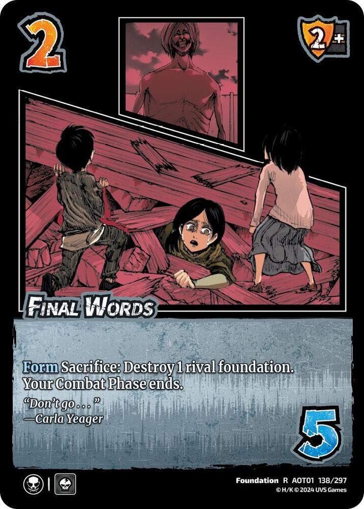 FOIL Final Words - 138/297 - R - Universus Attack on Titan