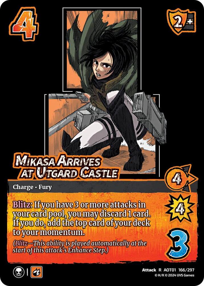 FOIL Mikasa Arrives at Utgard Castle - 166/297 - R - Universus Attack on Titan