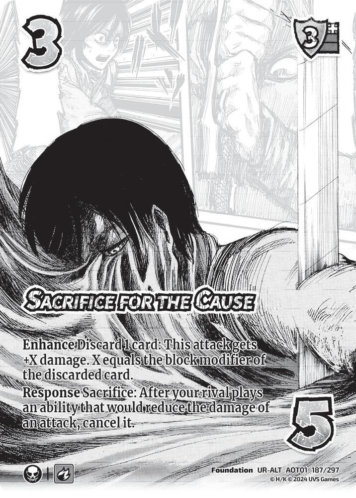 ALTERNATE ART Sacrifice for the Cause - 187/297 - UR - Universus Attack on Titan