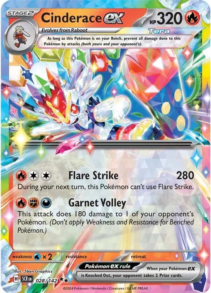 Cinderace ex - [  028/142 ] - Double Rare - Pokemon SV07 Stellar Crown