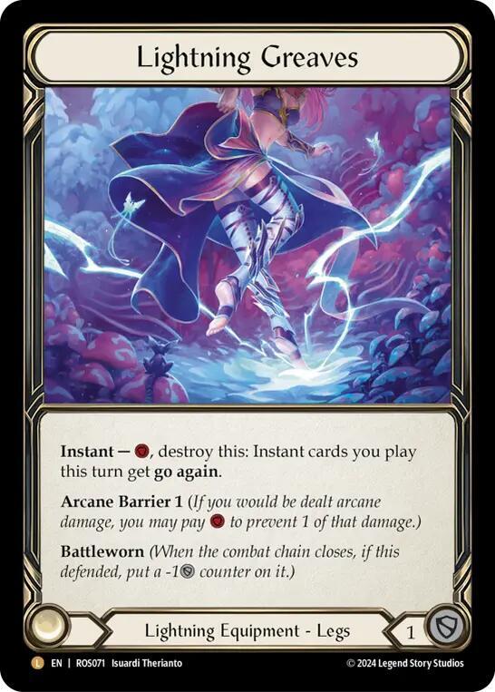 [RAINBOW FOIL] Lightning Greaves - ROS071 - Legendary - Flesh and Blood Rosetta