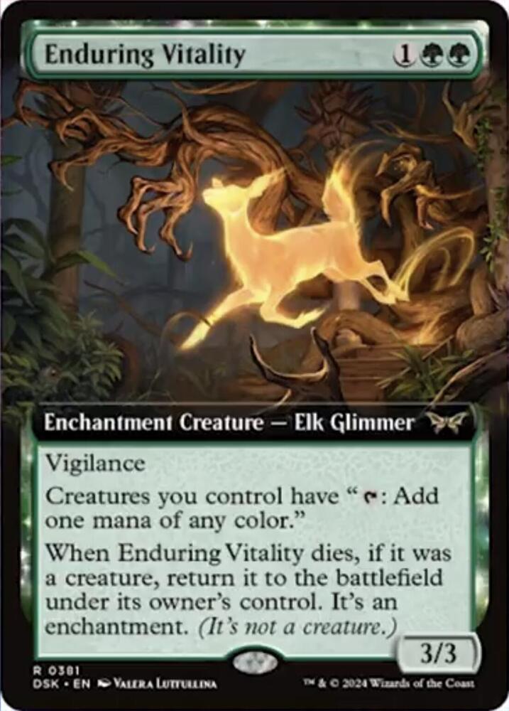FOIL EXTENDED ART Enduring Vitality - #0381 - Rare Duskmourn: House of Horrors