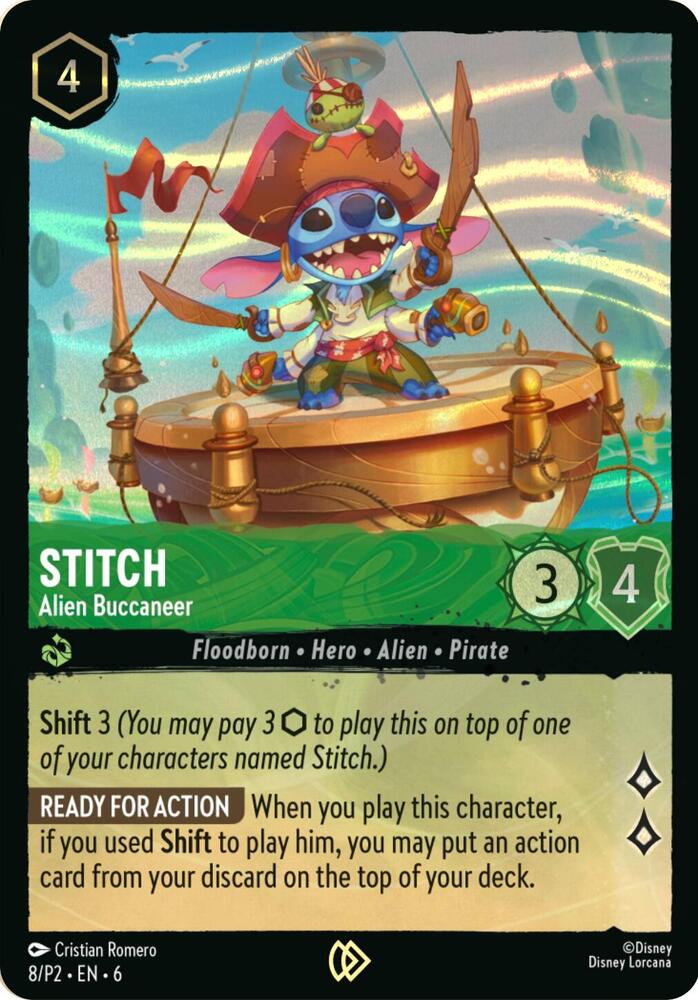 SEALED FOIL Stitch - Alien Buccaneer - 8/P2 - Lorcana Stitch Collector's Gift Set Promo