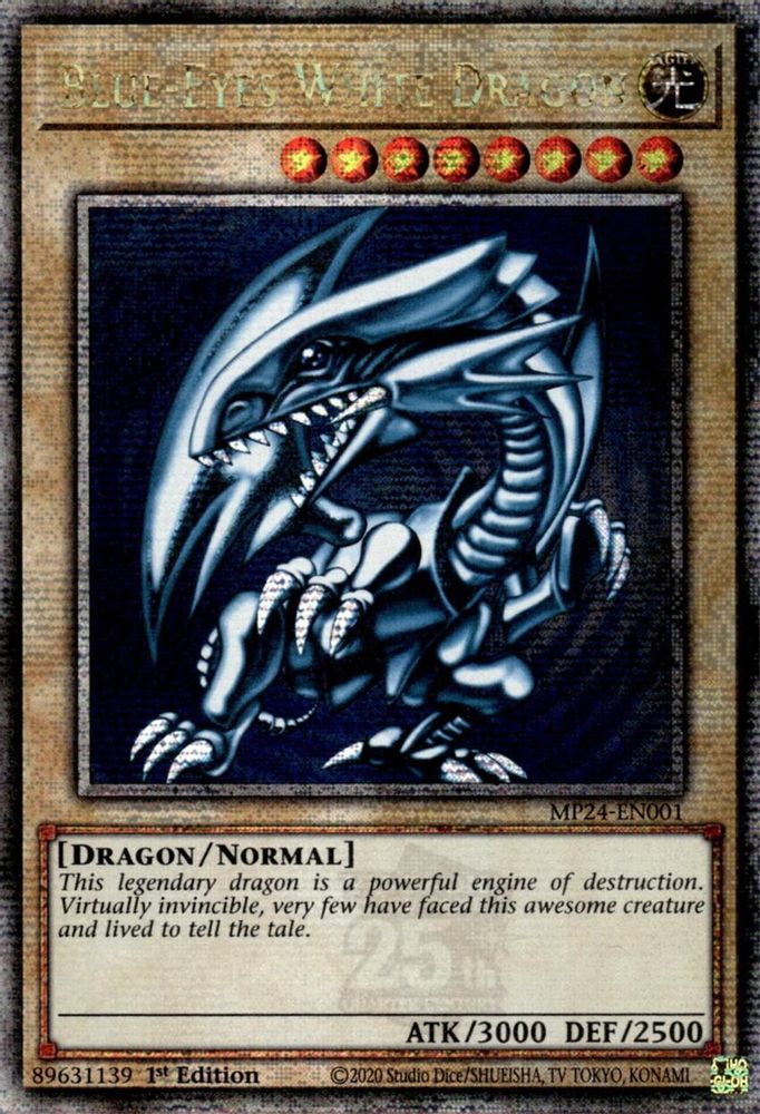 [QUARTER CENTURY RARE] Blue-Eyes White Dragon (Quarter Century Secret Rare) - (MP24-EN001) - 1st Edition
