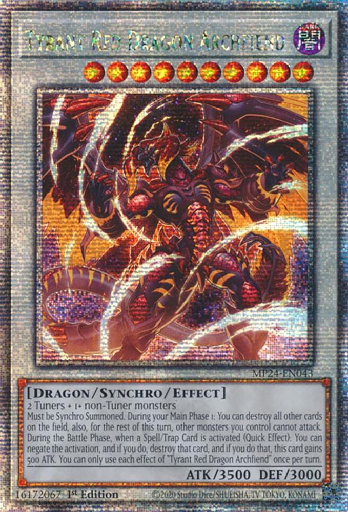 [QUARTER CENTURY RARE] Tyrant Red Dragon Archfiend (Quarter Century Secret Rare) - (MP24-EN043) - 1st Edition
