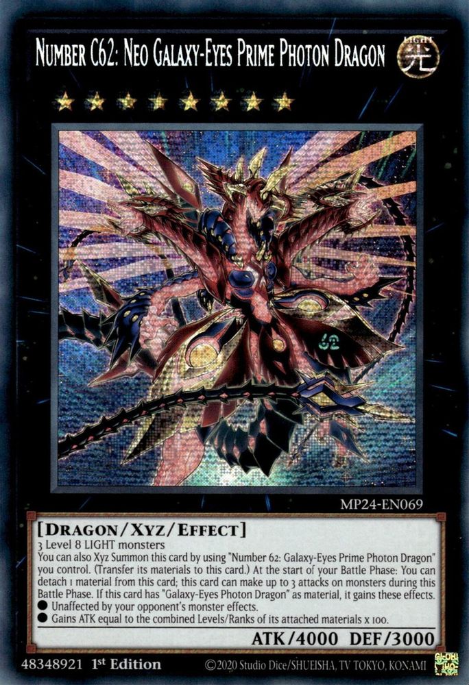 Number C62: Neo Galaxy-Eyes Prime Photon Dragon - (MP24-EN069) Prismatic Secret Rare - 1st Edition