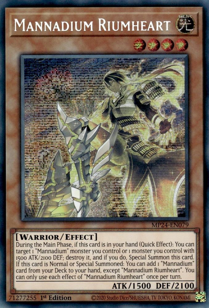 Mannadium Riumheart - (MP24-EN079) Prismatic Secret Rare - 1st Edition