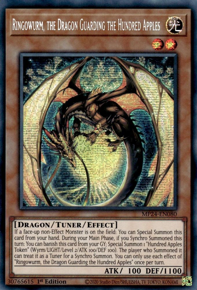 Ringowurm, the Dragon Guarding the Hundred Apples - (MP24-EN080) Prismatic Secret Rare - 1st Edition