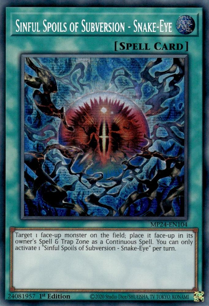 Sinful Spoils of Subversion - Snake-Eye - (MP24-EN104) Prismatic Secret Rare - 1st Edition