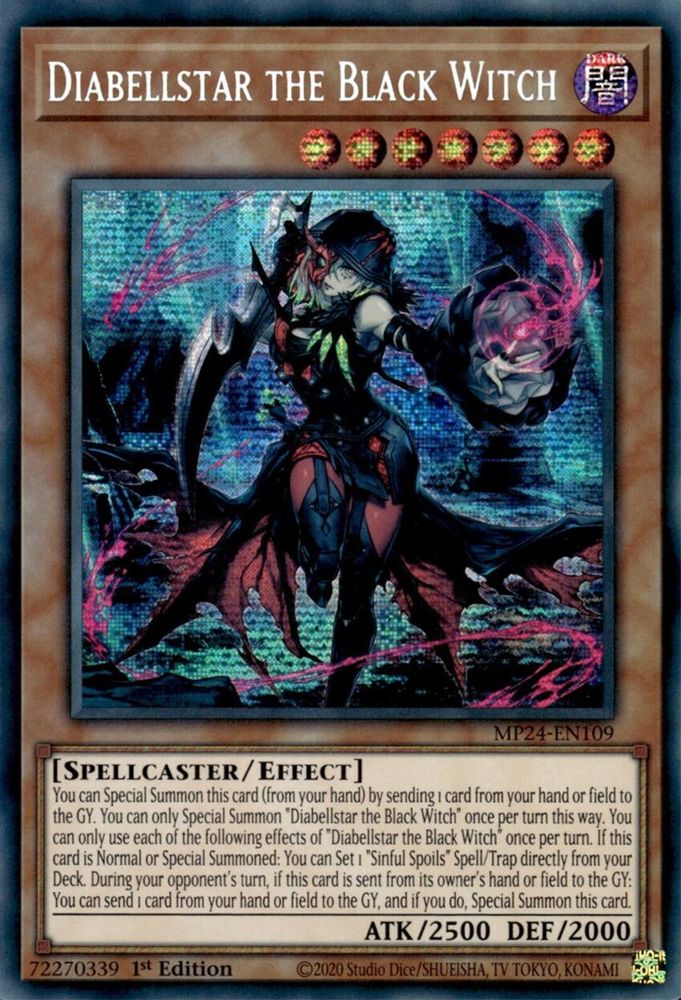 Diabellstar the Black Witch - (MP24-EN109) Prismatic Secret Rare - 1st Edition