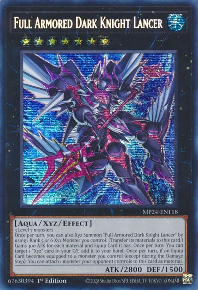 Full Armored Dark Knight Lancer - (MP24-EN118) Prismatic Secret Rare - 1st Edition