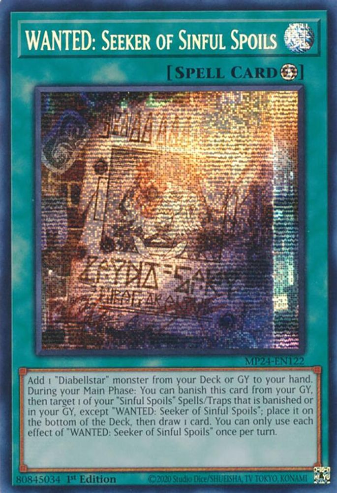 WANTED: Seeker of Sinful Spoils - (MP24-EN122) Prismatic Secret Rare - 1st Edition
