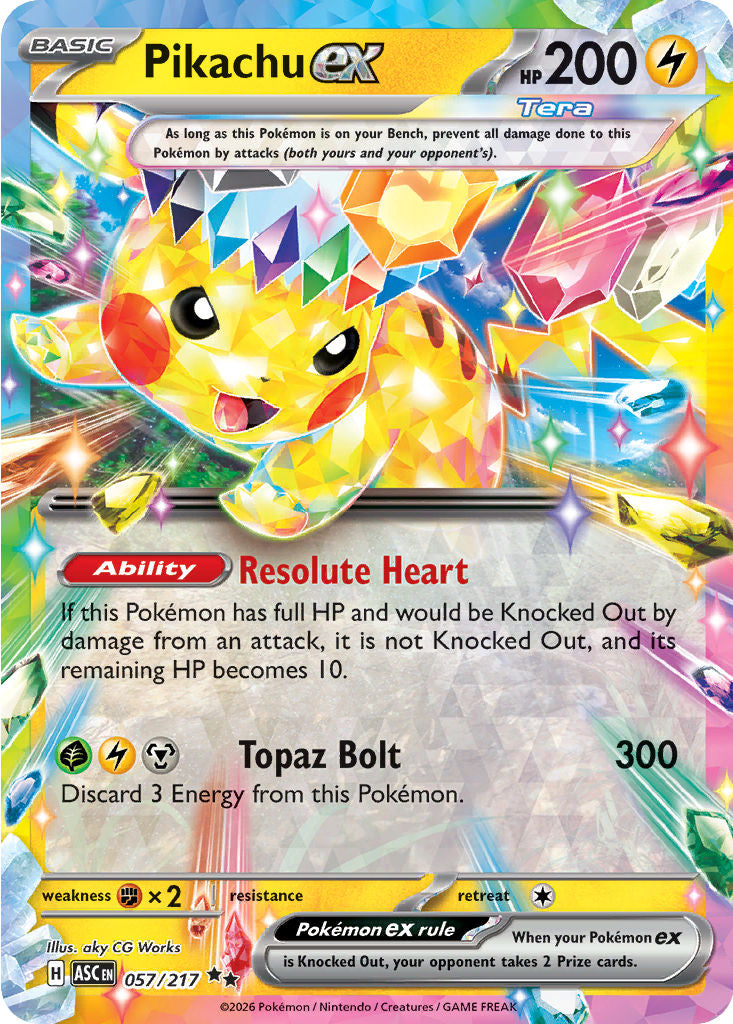 Pikachu ex - ( 057/217 ) - Double Rare - Pokemon ME Ascended Heroes