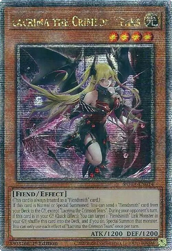 [QUARTER CENTURY RARE] Lacrima the Crimson Tears (Quarter Century Secret Rare) - (ROTA-EN014) - 1st Edition