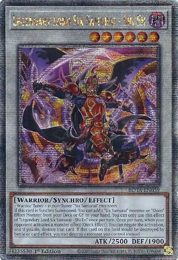 [QUARTER CENTURY RARE] Legendary Lord Six Samurai - Shi En (Quarter Century Secret Rare) - (ROTA-EN039) - 1st Edition