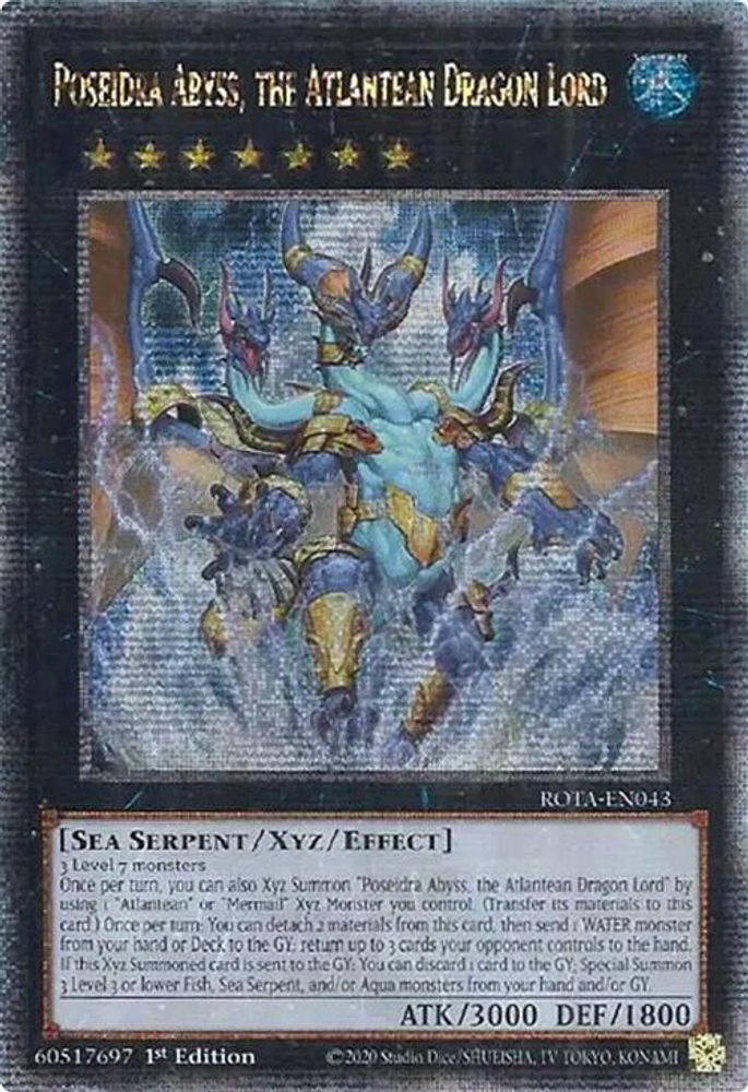 [QUARTER CENTURY RARE] Poseidra Abyss, the Atlantean Dragon Lord (Quarter Century Secret Rare) - (ROTA-EN043) - 1st Edition