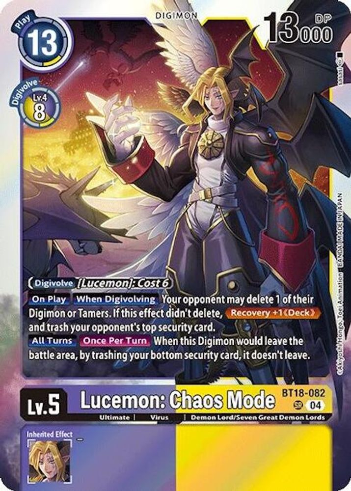 Lucemon: Chaos Mode (BT18-082) Super Rare - Digimon Release Special Booster 2.0