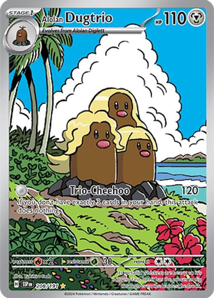 Alolan Dugtrio - [  208/191 ] - Illustration Rare - Pokemon SV08 Surging Sparks
