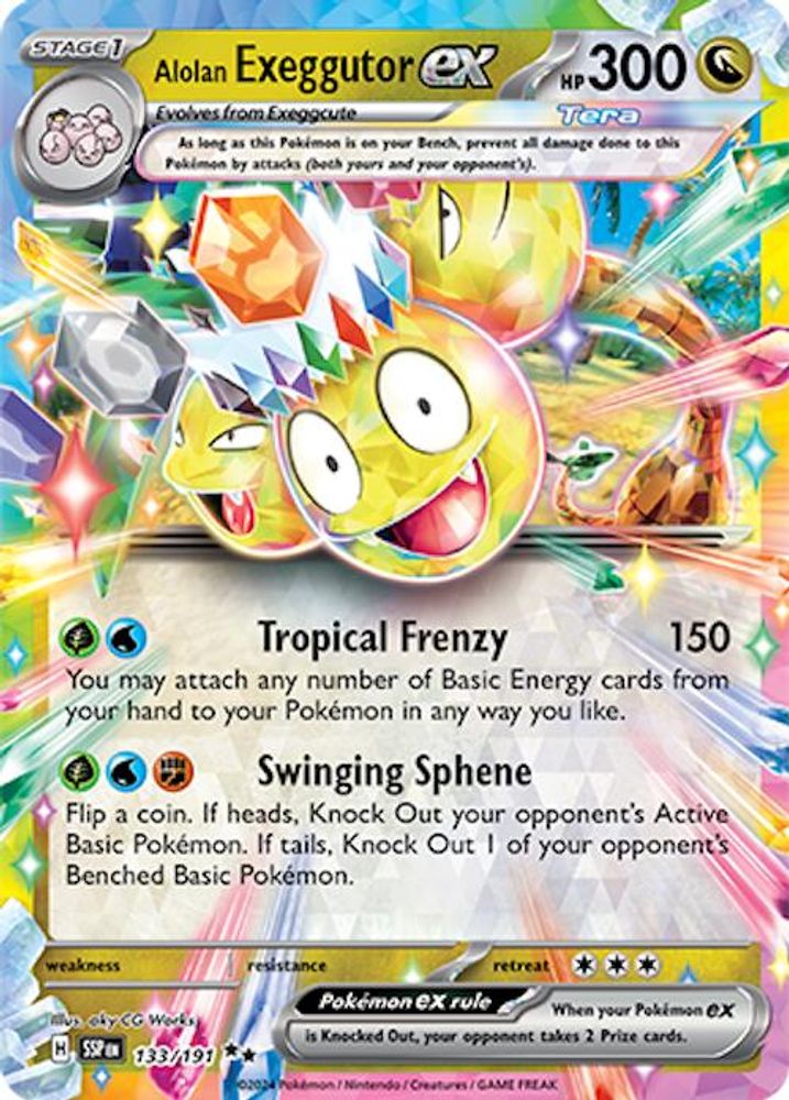 Alolan Exeggutor ex - [  133/191 ] - Double Rare - Pokemon SV08 Surging Sparks