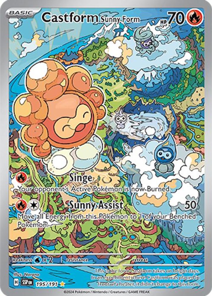Castform Sunny Form - [  195/191 ] - Illustration Rare - Pokemon SV08 Surging Sparks