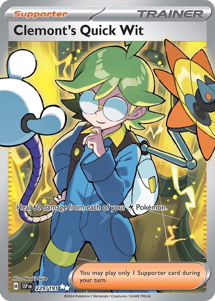 Clemont's Quick Wit - [  229/191 ] - Ultra Rare - Pokemon SV08 Surging Sparks