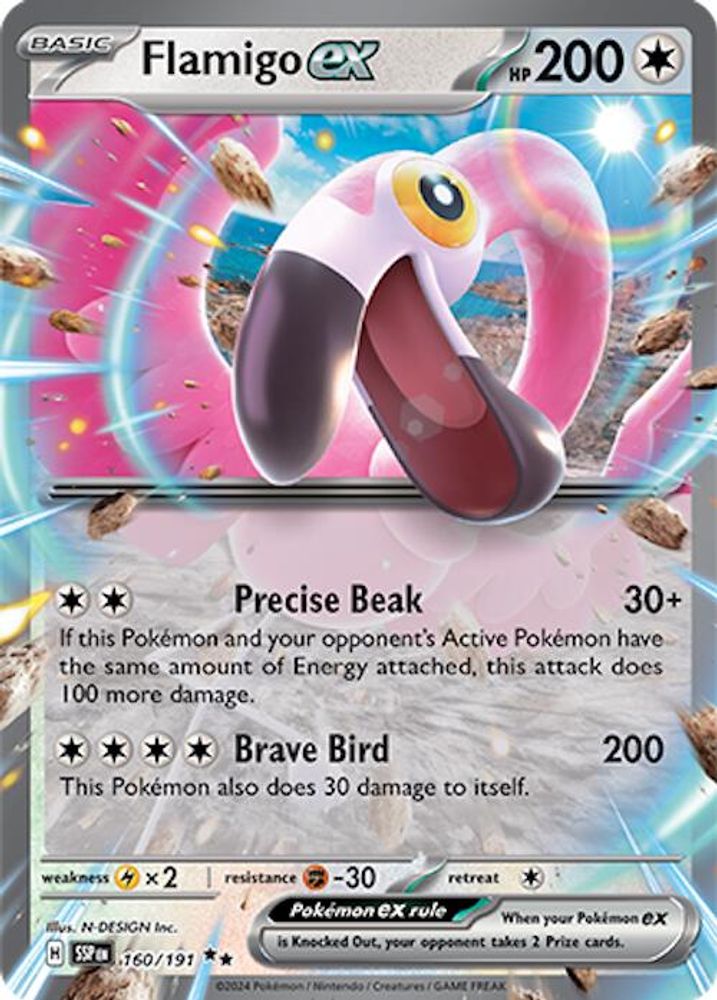Flamigo ex - [  160/191 ] - Double Rare - Pokemon SV08 Surging Sparks