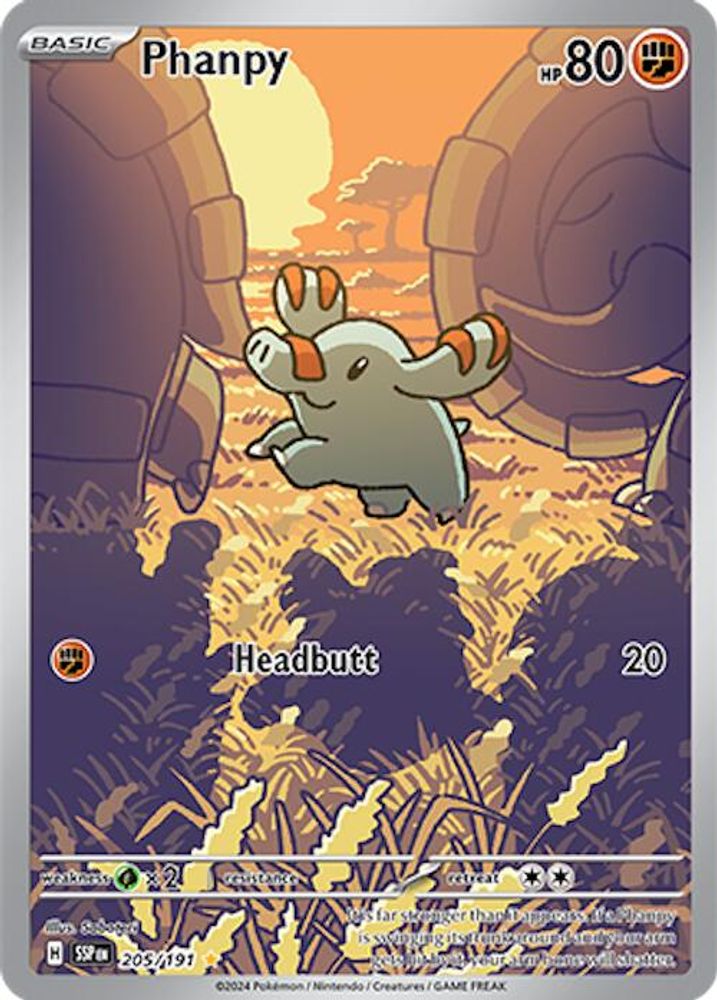 Phanpy - [  205/191 ] - Illustration Rare - Pokemon SV08 Surging Sparks