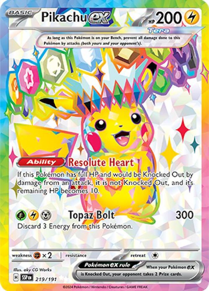 Pikachu ex - [  219/191 ] - Ultra Rare - Pokemon SV08 Surging Sparks