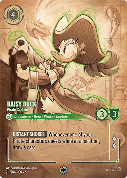 ENCHANTED Daisy Duck - Pirate Captain - 211/204 - Enchanted - Lorcana Azurite Sea